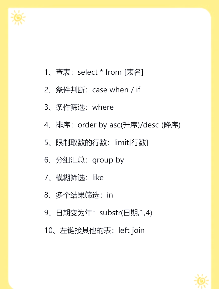 sql函数的区别 sql函数大全及举例 